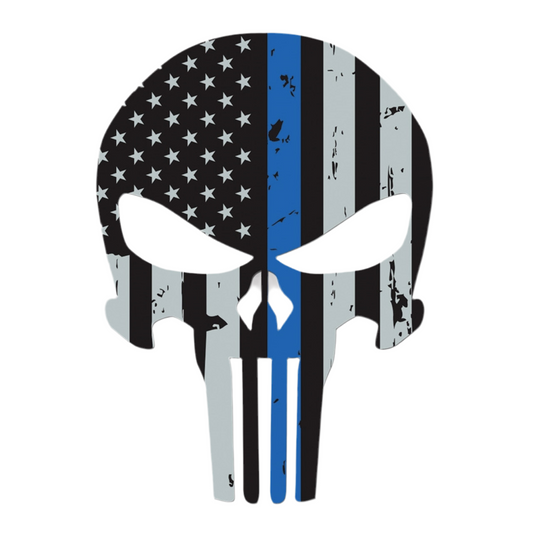 STICKER, THIN BLUE LINE SKULL-SKULL : BLUE LINE