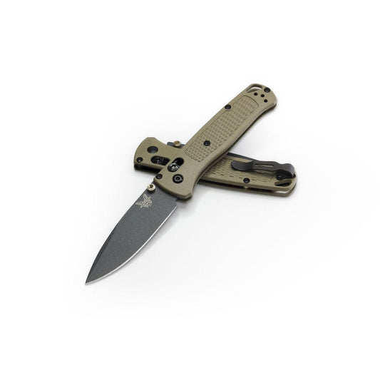 BENCHMADE BUGOUT-GREEN/GRAY : DROP, STRGHT