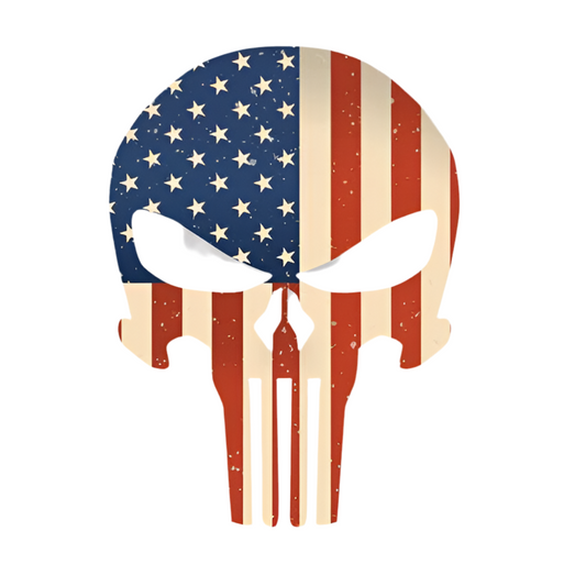 STICKER, USA FLAG SKULL