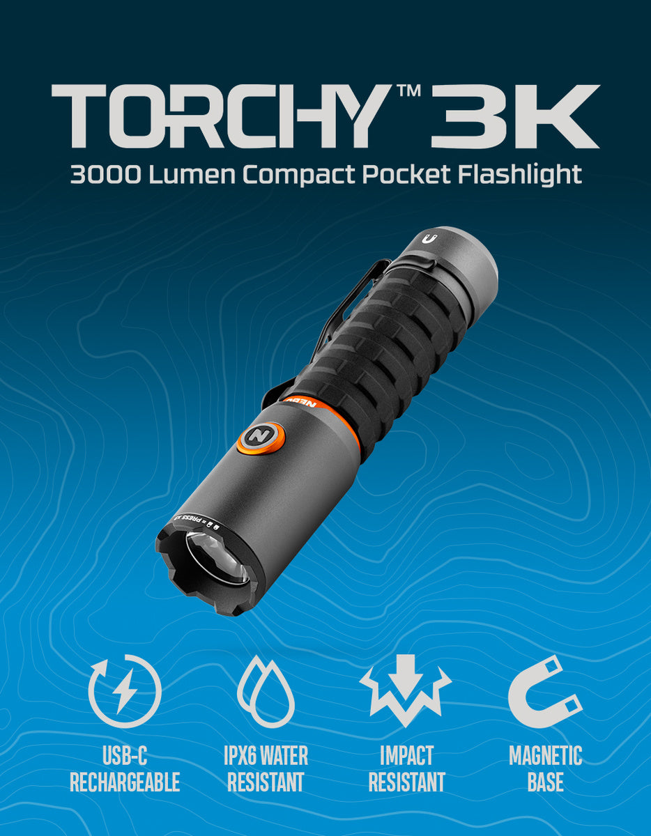 NEBO TORCHY 3K 3000 Lumen Compact Pocket Flashlight
